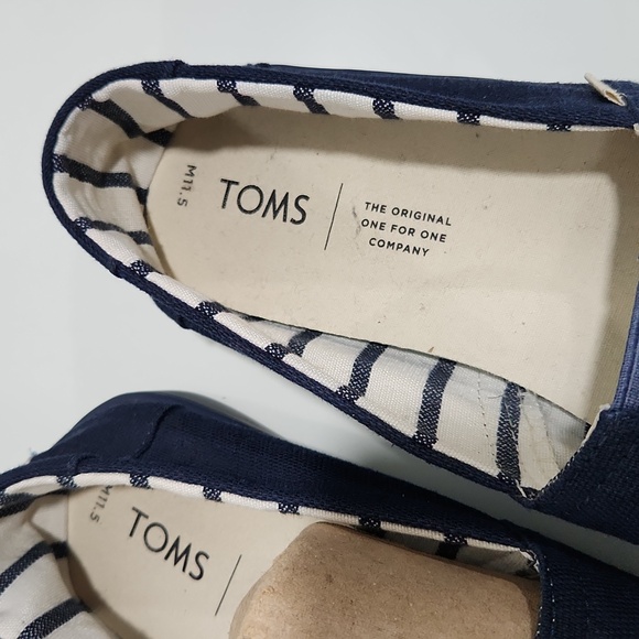 TOMS Classic Loafers Navy Blue Canvas Size 11.5 - Picture 5 of 11